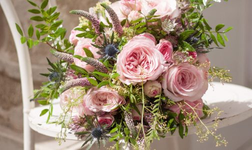Ramo de novia rosas de jardín y mini rosas